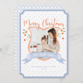 シトラスブルーチノセリークレストワンフォトクリスマス  シーズンカード (正面/裏面)