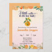 シトラスベビーシャワーボタニカルオレンジ招待状 招待状 (正面/裏面)