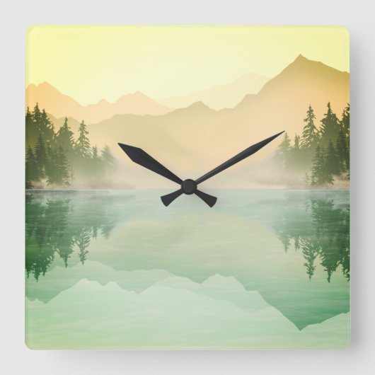 シトラスマウンテンズフォレストランドスケープ スクエア壁時計 (正面)
