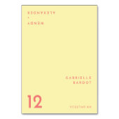 シトラスミニマリストイエロー折り畳み座席表 テーブルナンバー (正面)