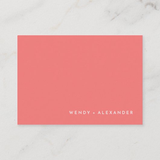 シトラスミニマリストピンクウェディングレセプション エンクロージャーカード (裏面)