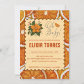 シトラスモダンエレガントオレンジベビーシャワー 招待状 (正面)