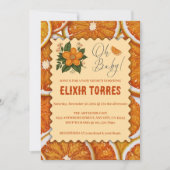 シトラスモダンエレガントオレンジベビーシャワー 招待状 (正面)