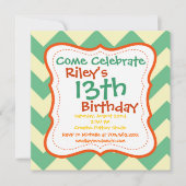 シトラスライムシェブロンバースデーパーティ招待状 招待状 (正面)