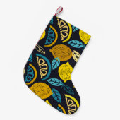 シトラスライムレモンドールの手描き模様の背景 スモールクリスマスストッキング (正面 (吊り時))