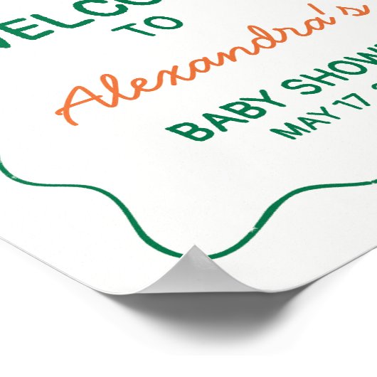 シトラスリトルかわいこちゃんモダンベビーシャワーウェルカム ポスター (角)