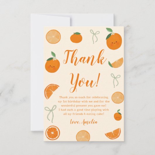 シトラスリトルかわいこちゃん誕生日写真 サンキューカード (正面)