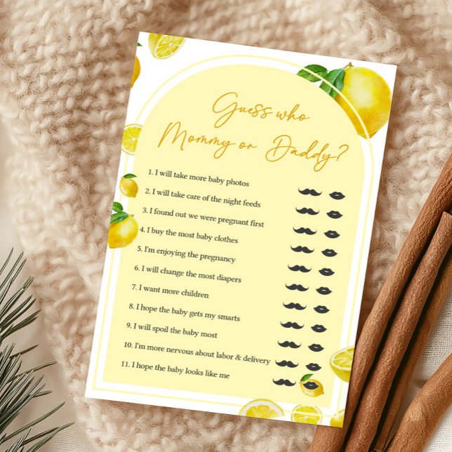 シトラスレモンのママ？パパ？当てっこゲーム (Sweet Little One Citrus Baby Shower Guess Who Mommy or Daddy Game)
