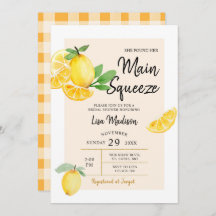 シトラスレモンのメイン絞りブライダルシャワーの招待