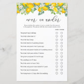 シトラスレモンの上または下のブライダルシャワーゲーム (正面)