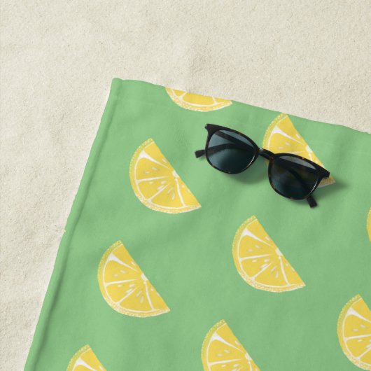 シトラスレモンスライスウェッジアート ビーチタオル (インサイチュ)