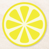 シトラスレモンスライスフルーツ1歳誕生日パーティー ラウンドペーパーコースター (正面)