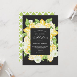 シトラスレモンツリーブラックブライダルシャワー招待