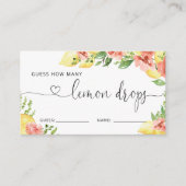 シトラスレモンドロップの数ブライダルシャワーゲーム エンクロージャーカード (正面)