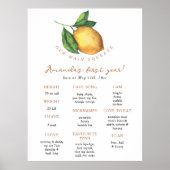 シトラスレモンファースト誕生日マイルストーン誕生日 ポスター (正面)