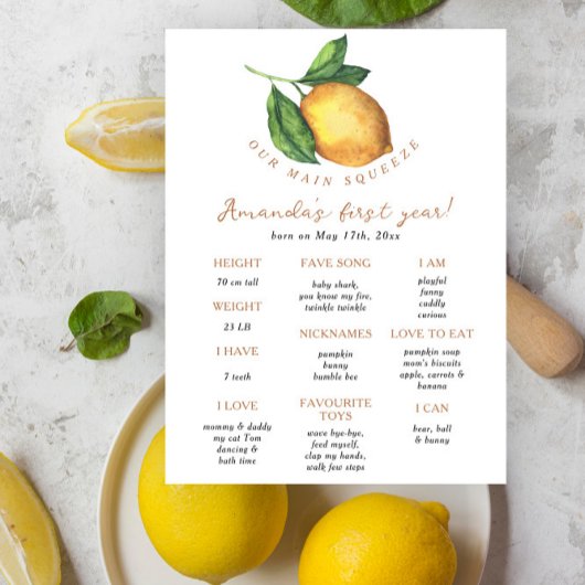 シトラスレモンファースト誕生日マイルストーン誕生日 ポスター