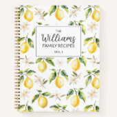 シトラスレモンフルーツボタニカルパターンファミリーレシピ ノートブック (正面)