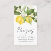 シトラスレモンブライダルシャワーレシピリクエスト エンクロージャーカード (正面)