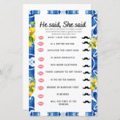 シトラスレモンブルータイルブライダルシャワーゲーム (正面/裏面)