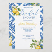 シトラスレモンブルータイルブライダルシャワー招待 招待状 (正面/裏面)