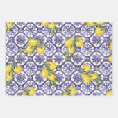 シトラスレモンブルーポルトガル地中海のタイル ラッピングペーパーシート (正面)