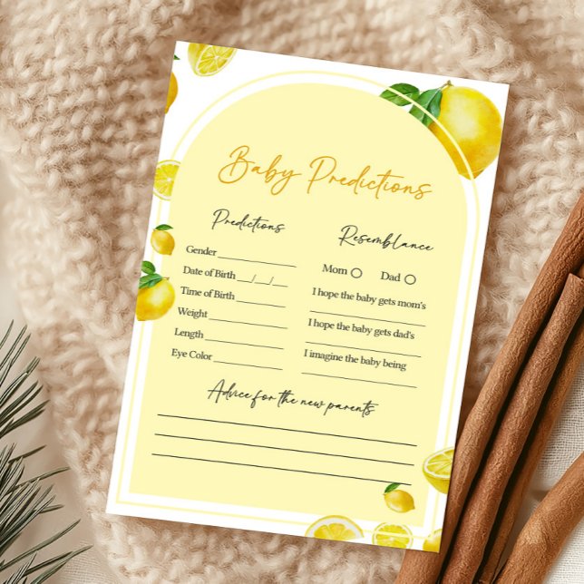 シトラスレモンベイビーシャワーベイビー予測ゲーム (Sweet Little One Citrus Baby Shower Baby Predictions Game)