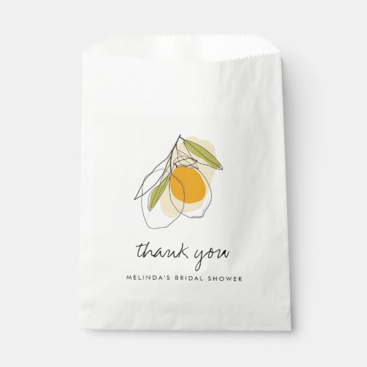 シトラスレモンミニマモダンリストブライダルシャワー フェイバーバッグ (正面)