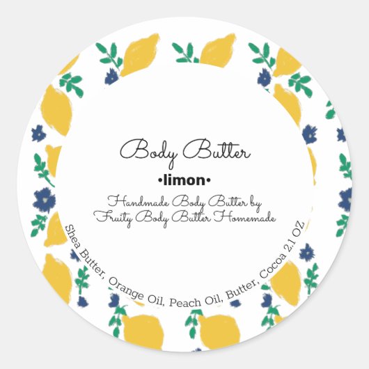 シトラスレモン体バターバスソープブランディング ラウンドシール (正面)