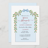 シトラス名門私立校風のアーチフレーム冬ブライダルシャワー 招待状 (正面/裏面)