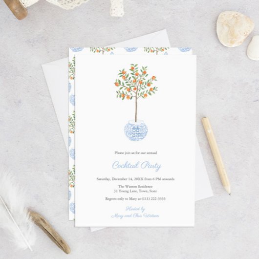シトラス名門私立校風のジンジャージャールホリデーズカクテルパーティー 招待状