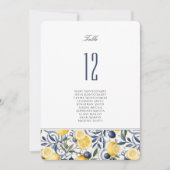シトラス地中海のテーブル番号カード 招待状 (正面)