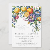 シトラス地中海のブーケカップルのシャワー 招待状 (正面)