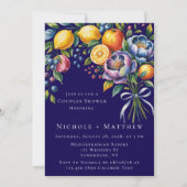 シトラス地中海のブーケカップルのシャワー 招待状 (正面)