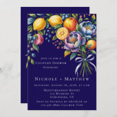 シトラス地中海のブーケカップルのシャワー 招待状 (正面/裏面)