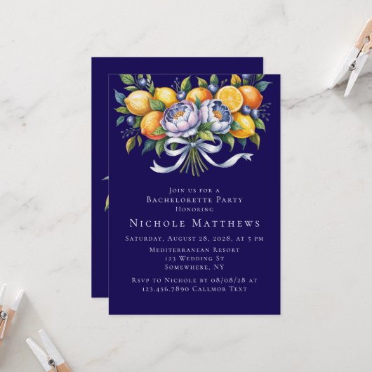 シトラス地中海のブーケバチェロレッテ 招待状 (正面/裏面インサイチュ)