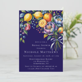 シトラス地中海のブーケブライダルシャワー 招待状