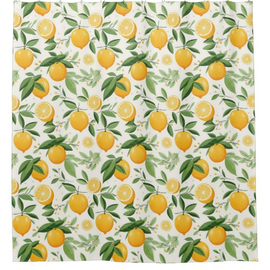 シトラス地中海のレモン シャワーカーテン (正面)