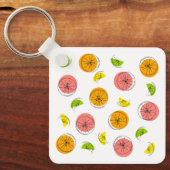 シトラス数々のモノグラムバックアルミニウム正方形 キーホルダー (正面)