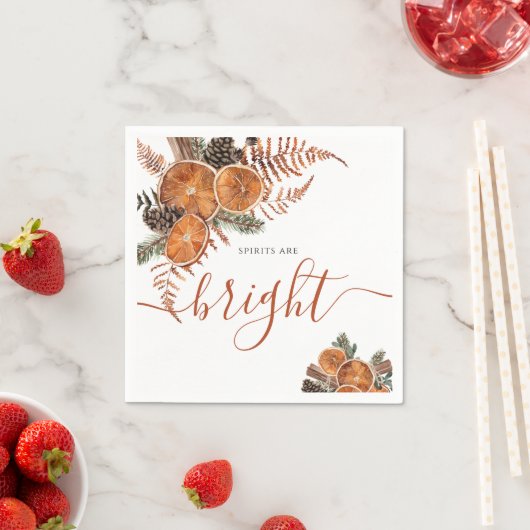 シトラス素朴アンドパインウィンターホリデー スタンダードカクテルナプキン (インサイチュ)