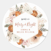 シトラス素朴フローラクリスマスホリデー ラウンドシール (正面)