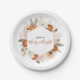 シトラス素朴フローラ秋ウィンターホリデーパーティー ペーパープレート