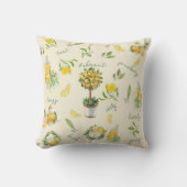 シトラス素朴レモンイエローパターン クッション (正面)