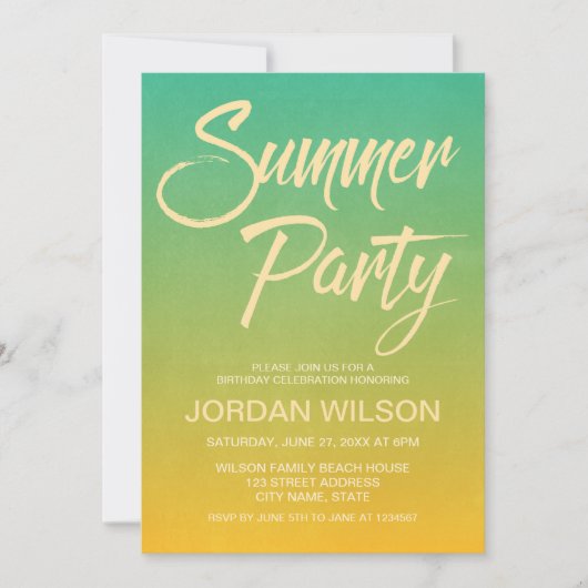 シトラス誕生日ニューホームサマーパーティー招待状 招待状 (正面)