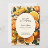 シトラス鮮やか開花コテージコアベビーシャワー 招待状 (正面)