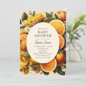 シトラス鮮やか開花コテージコアベビーシャワー 招待状 (スタンド正面)