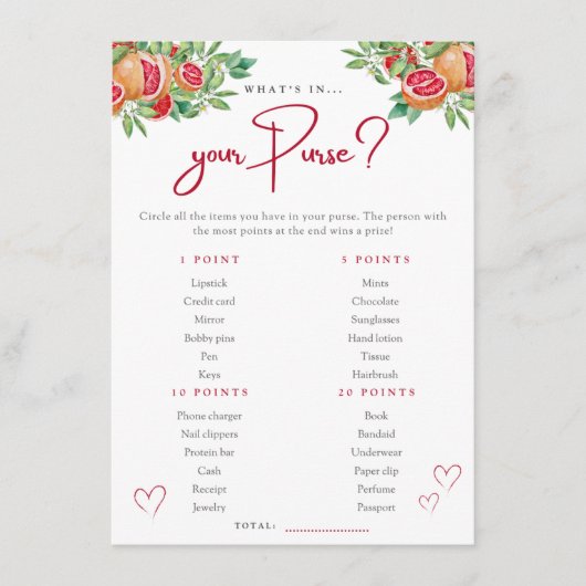 シトラス グリーン | 財布の中身 シャワーゲーム エンクロージャーカード (正面)