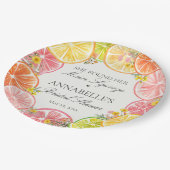 シトラス フローラル メイン スクイーズ ブライダル シャワー テーブル ペーパープレート (アングル)