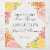 シトラス フローラル メイン スクイーズ ブライダル シャワー デザート ワインラベル (シングルラベル)