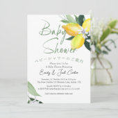 シトラス ベイビー シャワー レモン リーフ 水彩 エレガント 招待状 (スタンド正面)