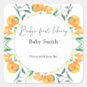 シトラス - ベビーシャワーのためのブックプレート 赤ちゃんのための本 スクエアシール (正面)